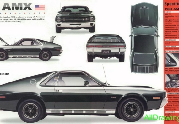 AMC AMX (1968) (АМC АМX (1968)) - чертежи (рисунки) автомобиля